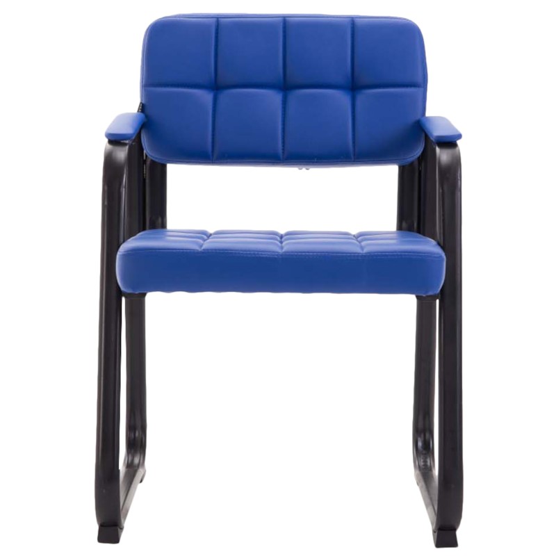 Tyylikäs pehmustettu vierailutuoli kaarevalla rungolla ja tekonahkapäällysteellä