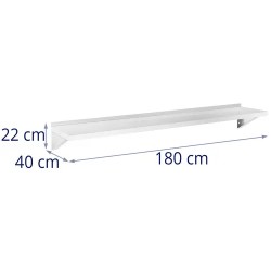 Royal Catering seinähylly ruostumaton teräs 180 x 40 cm, max 30 kg