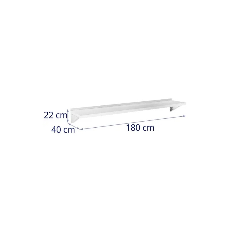 Royal Catering seinähylly ruostumaton teräs 180 x 40 cm, max 30 kg