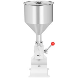 Manuaalinen täyttökone, 5–50 ml, 10,6 l, ruostumaton teräs