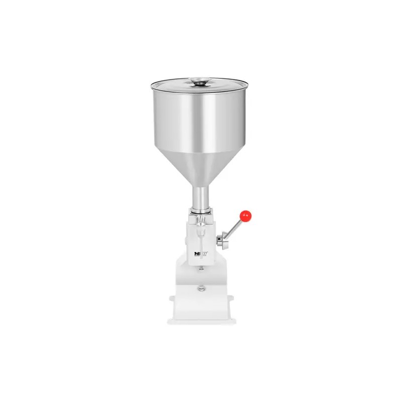 Manuaalinen täyttökone, 5–50 ml, 10,6 l, ruostumaton teräs
