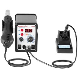 Stamos Soldering S-LS-4 Juottostasema 2-in-1 60 W + 650 W LED-näytöllä ja lisävarusteilla