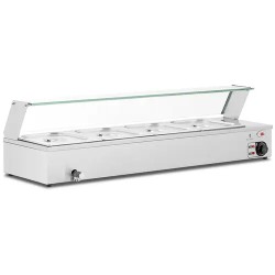 Royal Catering Bain Marie vesihaude lämmitin 24 l 4 x GN 1 2 astiaa ja lasikansi