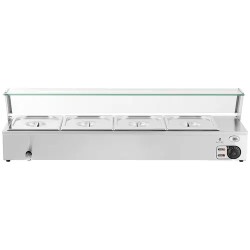 Royal Catering Bain Marie -vesihaude-lämmitin 24 l, 4 x GN-1/2-astiaa ja lasikansi