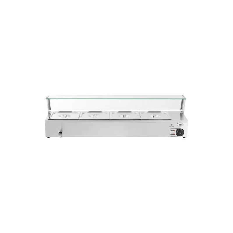 Royal Catering Bain Marie -vesihaude-lämmitin 24 l, 4 x GN-1/2-astiaa ja lasikansi