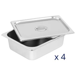 Royal Catering Bain Marie -vesihaude-lämmitin 24 l, 4 x GN-1/2-astiaa ja lasikansi