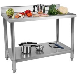 Royal Catering ruostumaton työpöytä 100 x 70 cm 120 kg kantavuus reunuksella
