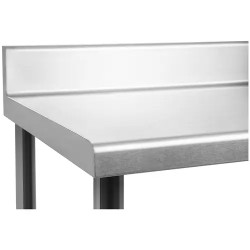 Royal Catering ruostumaton työpöytä 100 x 70 cm, 120 kg kantavuus, reunuksella