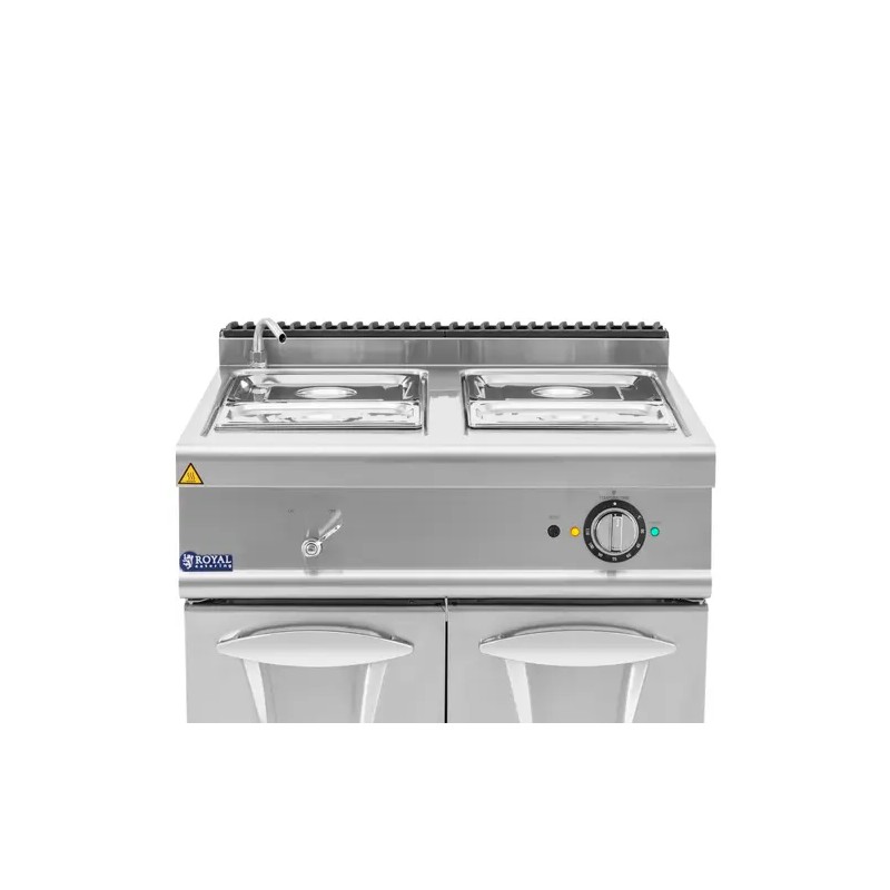 Royal Catering Bain-Marie-lämpöpöytä 6000 W, 2 x GN 1/2 ja 2 x GN 1/3, kaapilla, 80 x 73 cm