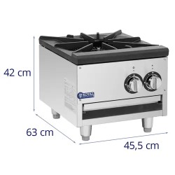 Royal Catering kaasupoltin 14 kW, 2 poltintia, ruostumaton teräs ja valurauta