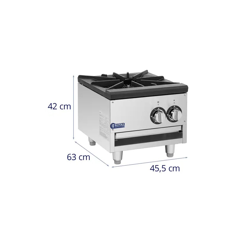 Royal Catering kaasupoltin 14 kW, 2 poltintia, ruostumaton teräs ja valurauta