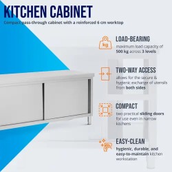 Royal Catering ECO ruostumattomasta teräksestä valmistettu läpilastauskaappi 200 x 70 cm 500 kg