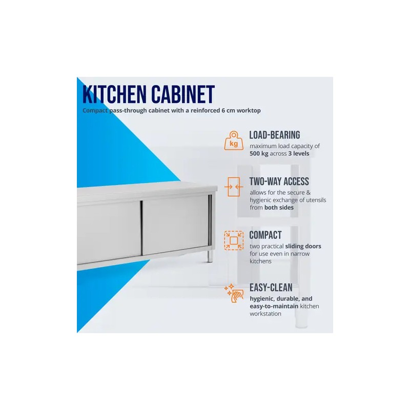 Royal Catering ECO ruostumattomasta teräksestä valmistettu läpilastauskaappi 200 x 70 cm 500 kg