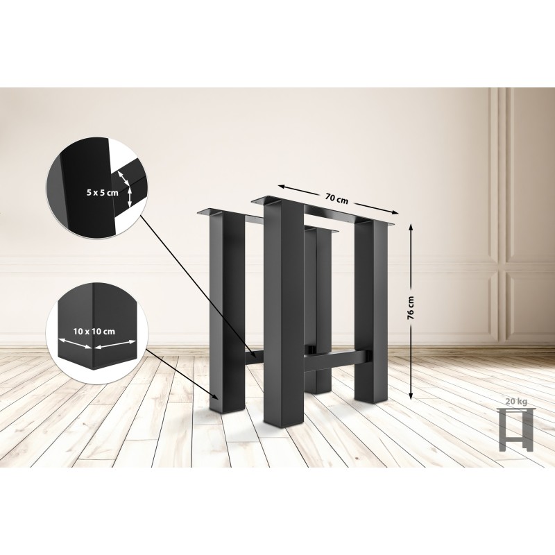 Hunker-pöydänjalat teräksestä monipuoliseen käyttöön eri leveyksinä