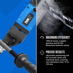 MSW Rengaspora 1900 W, isku-toiminto, max. 132 mm