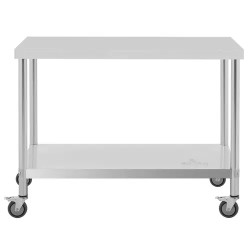 Royal Catering ruostumattomasta teräksestä valmistettu työpöytä pyörillä 60 x 120 cm