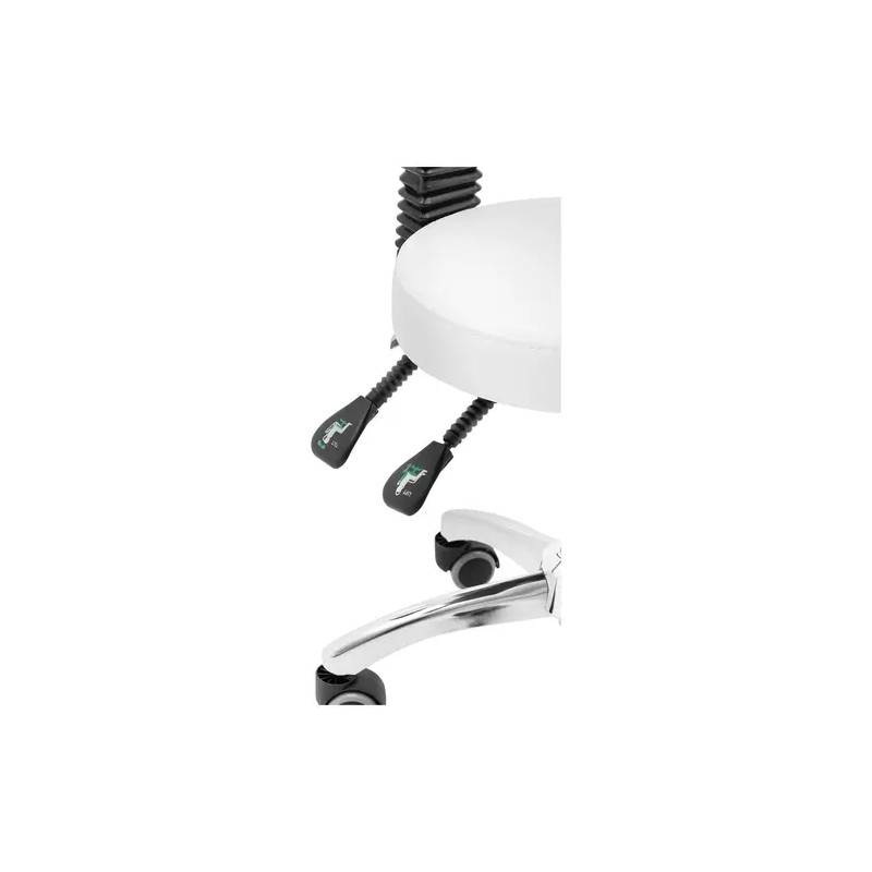 Physa Bulle White -rollhocker selkänojalla, korkeussäädettävä 48–61 cm, valkoinen, 150 kg