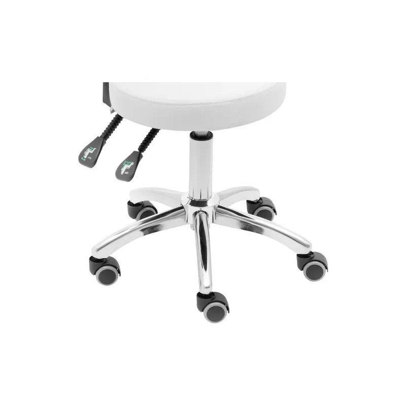 Physa Bulle White -rollhocker selkänojalla, korkeussäädettävä 48–61 cm, valkoinen, 150 kg