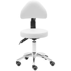 Physa Bulle White -rollhocker selkänojalla, korkeussäädettävä 48–61 cm, valkoinen, 150 kg