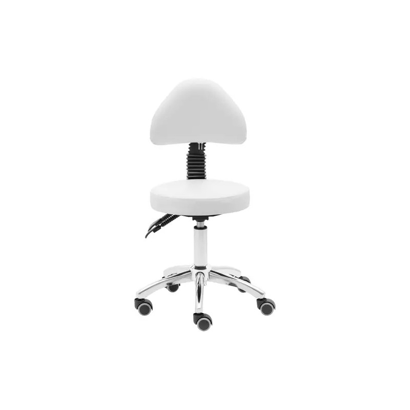 Physa Bulle White -rollhocker selkänojalla, korkeussäädettävä 48–61 cm, valkoinen, 150 kg