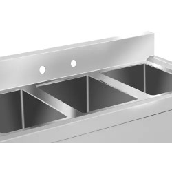 Royal Catering RCHS-5 tiskapöytä 3 allasta 100 x 50 x 95 cm ruostumaton teräs