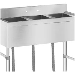 Royal Catering RCHS-5 tiskapöytä 3 allasta 100 x 50 x 95 cm ruostumaton teräs