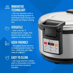 Royal Catering digitaalinen riisilämmitin 19 l, 40-80 °C
