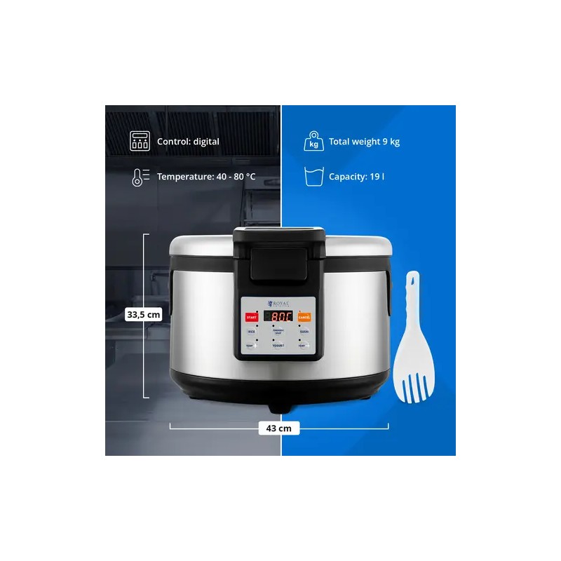 Royal Catering digitaalinen riisilämmitin 19 l, 40-80 °C
