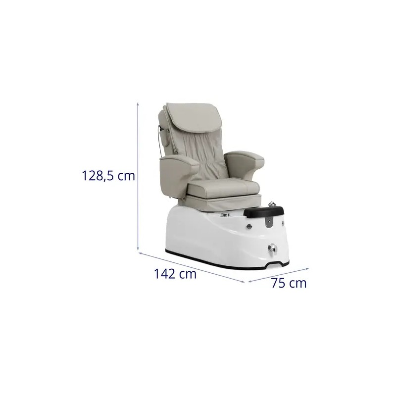 Sähköinen jalkahoitotuoli beige, hierontatoiminto, valaistu allas, 150 kg