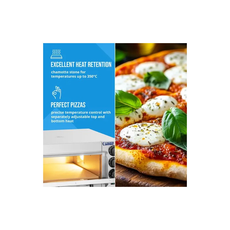 Royal Catering sähköinen pizzauuni 40 cm, 2000 W, kivipohja