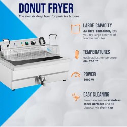 Royal Catering sähkökäyttöinen friteerausallas 23 l 3000 W poistoventtiilillä