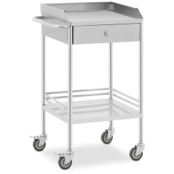 Laboratoriovaunu ruostumattomasta teräksestä 2 hyllyä ja 1 laatikko 40 kg