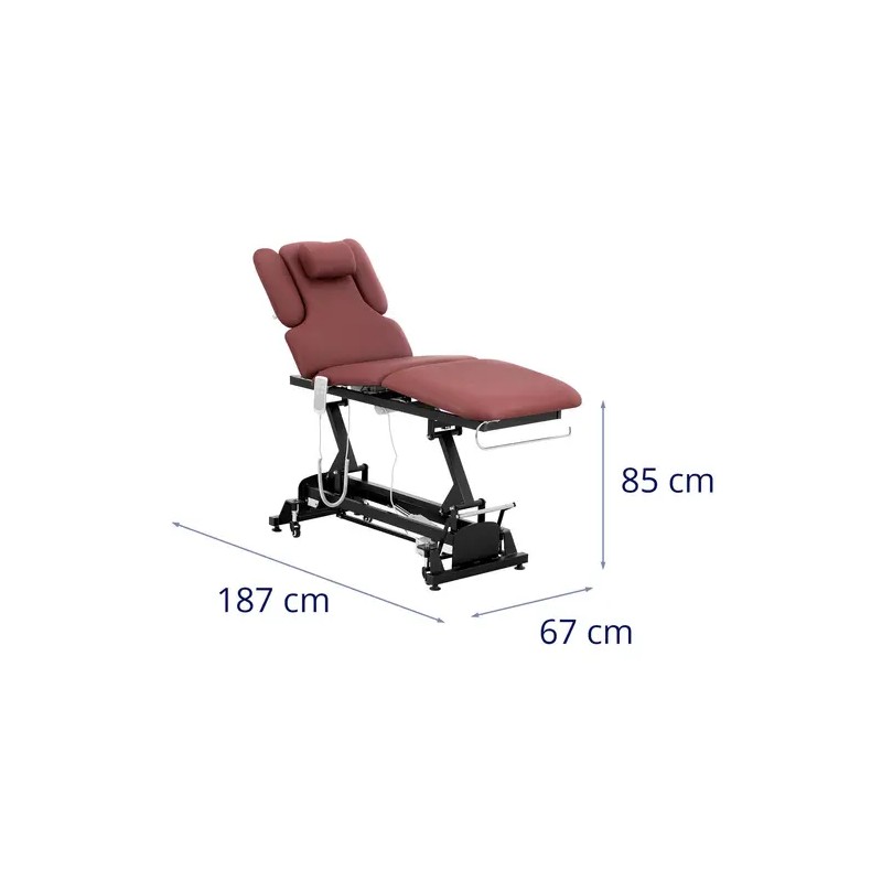 Sähköinen hierontapöytä 3 moottoria 300 W 185 x 67 cm musta/burgundi