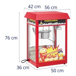 Royal Catering Popcorn-kone 1500 W retro-muotoilu punainen 5 kg/h