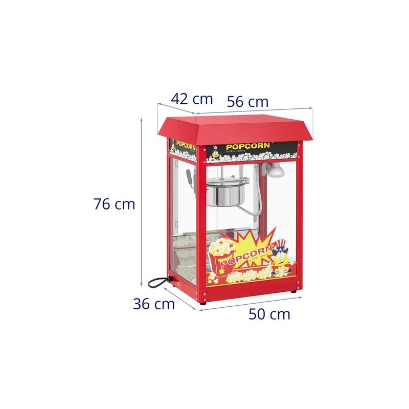 Royal Catering Popcorn-kone 1500 W retro-muotoilu punainen 5 kg/h
