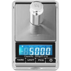 Digitaalinen taskuvaaka 500 g, 0,01 g jaottelu, keinonahkakotelo