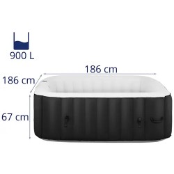 Poreallas 6 henkilölle, 900 l, 130 suutinta, mustavalkoinen