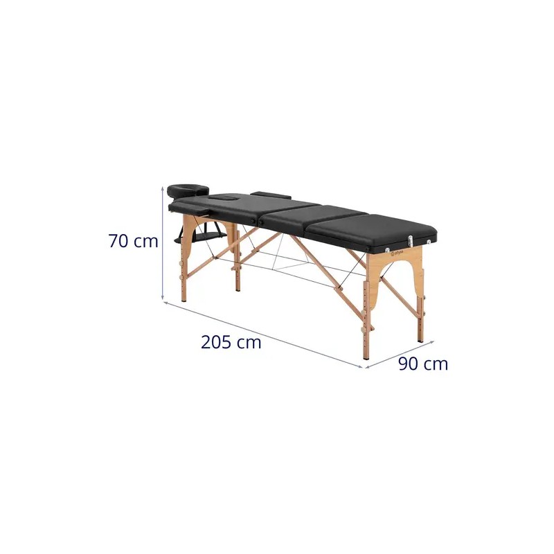 Taittuva hierontapöytä 185 x 70 cm, musta