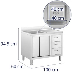 Royal Catering RC-IKS10 tiskiallaskaappi ruostumattomasta teräksestä 100 x 60 cm