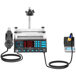 Stamos Soldering S-LS-10 3-in-1 juottostasema esilämmitysalustalla ja laajalla tarvikesarjalla