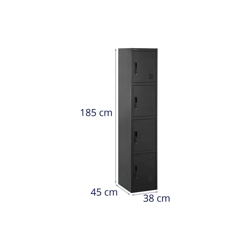 Fromm & Starck 4-lokeroinen lukittava metallikaappi, harmaa ja antrasiitti, 80 kg kantavuus