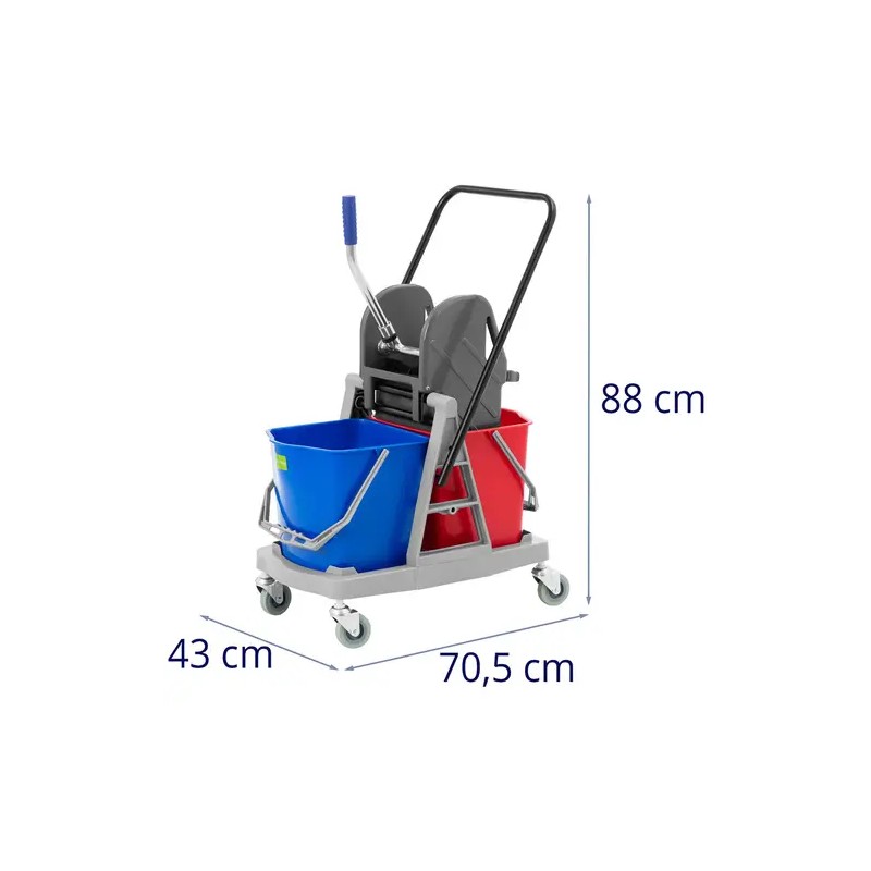 Siivousvaunu puristimella ja 2 x 17 l ämpäreillä, 34 l