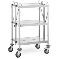 Royal Catering tarjoilukärry ruostumattomasta teräksestä 3 hyllyä 58 x 40 cm taittuva