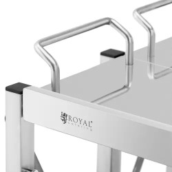 Royal Catering tarjoilukärry ruostumattomasta teräksestä, 3 hyllyä, 58 x 40 cm, taittuva