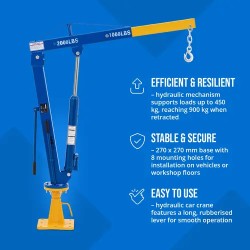 Hydraulinen nosturi 900 kg 360° kääntyvä säädettävä varsi