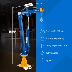 Hydraulinen nosturi 900 kg 360° kääntyvä säädettävä varsi