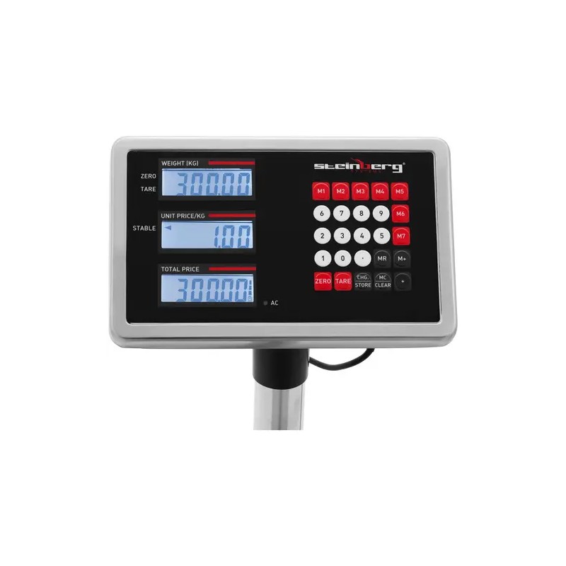 Steinberg Systems alustavaaka 300 kg / 0,02 kg, 40 x 50 cm, selkänojalla ja LCD-näytöllä