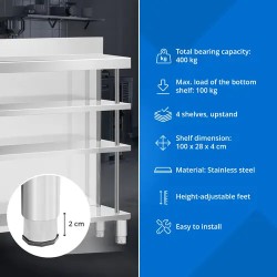 Royal Catering baarityöpöytä ruostumaton teräs 100 x 30 x 115 cm