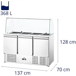 Royal Catering RCLK-W368 Saladette-kylmäpöytä 368 l lasikannella