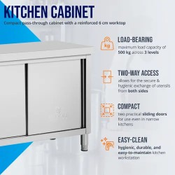 Royal Catering ECO ruostumattomasta teräksestä valmistettu läpilastuskaappi 120 x 60 cm, 500 kg